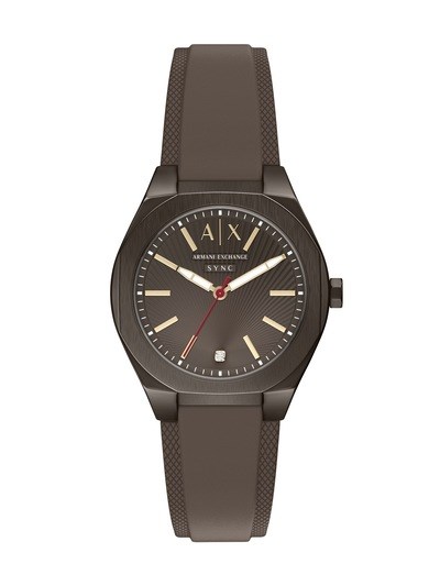 Armani Exchange Sync Three-Hand Brown Silicone Watch