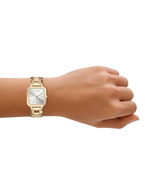 Armani Exchange Three-Hand Gold-Tone Stainless Steel Watch and Necklace Set Armani Exchange Three-Hand Gold-Tone Stainless Steel Watch and Necklace Set