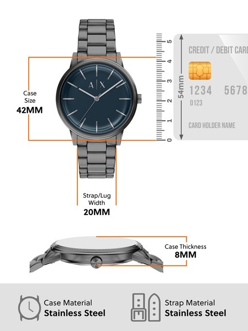 Armani Exchange Three-Hand Gunmetal Stainless Steel Watch and Bracelet Set