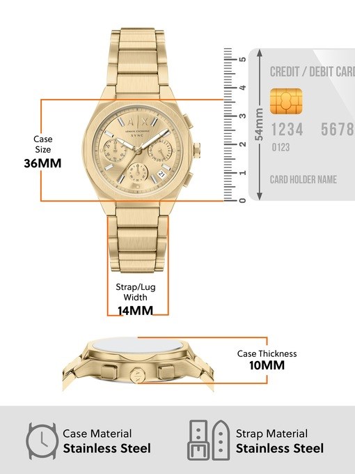 Armani Exchange Sync Chronograph Gold-Tone Stainless Steel Watch Armani Exchange Sync Chronograph Gold-Tone Stainless Steel Watch