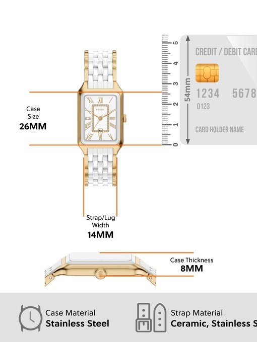 Raquel Three-Hand Date Gold-Tone Stainless Steel & White Ceramic Watch