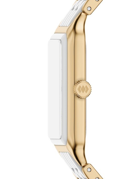 Raquel Three-Hand Date Gold-Tone Stainless Steel & White Ceramic Watch