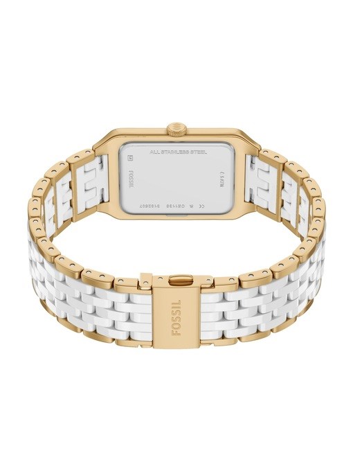 Raquel Three-Hand Date Gold-Tone Stainless Steel & White Ceramic Watch