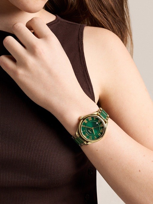 Gilmore Three-Hand Date Gold-Tone Stainless Steel & Green Ceramic Watch Gilmore Three-Hand Date Gold-Tone Stainless Steel & Green Ceramic Watch
