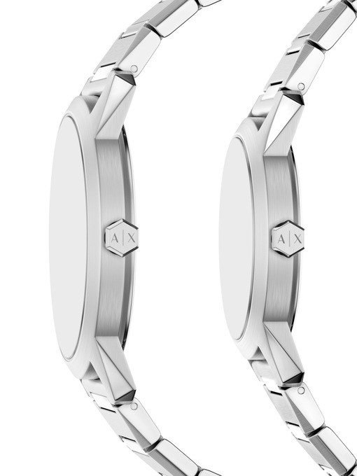 Armani Exchange Three-Hand Stainless Steel Watch Set Armani Exchange Three-Hand Stainless Steel Watch Set