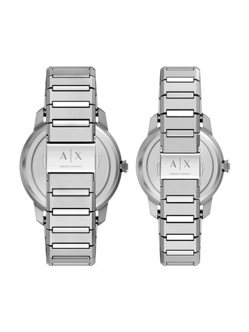 Armani Exchange Three-Hand Stainless Steel Watch Set Armani Exchange Three-Hand Stainless Steel Watch Set