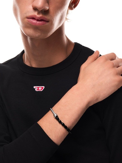 Diesel Black Agate Beaded Bracelet