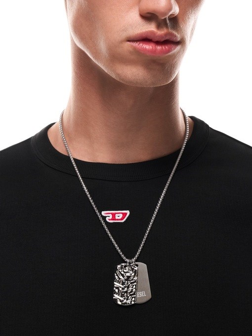 Diesel Stainless Steel Dog Tag Necklace