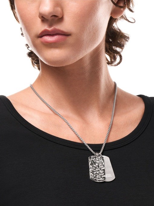 Diesel Stainless Steel Dog Tag Necklace