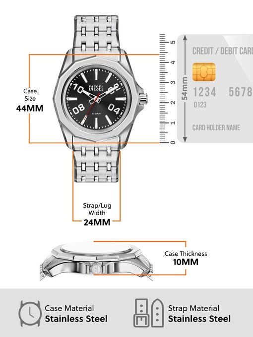 Diesel Stinger Three-Hand Stainless Steel Watch Diesel Stinger Three-Hand Stainless Steel Watch