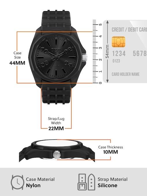 Diesel Stinger Three-Hand Black Silicone Watch Diesel Stinger Three-Hand Black Silicone Watch
