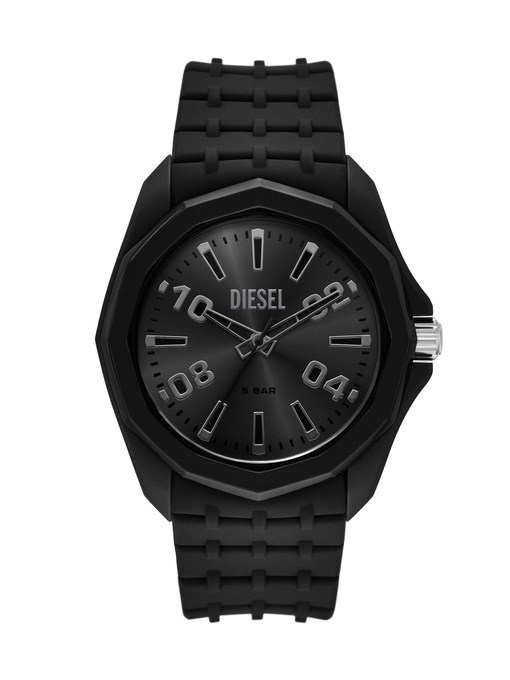 Diesel Stinger Three-Hand Black Silicone Watch