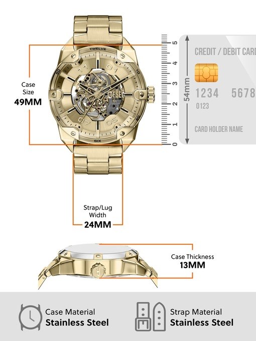 Diesel Spiked Automatic Gold-Tone Stainless Steel Watch