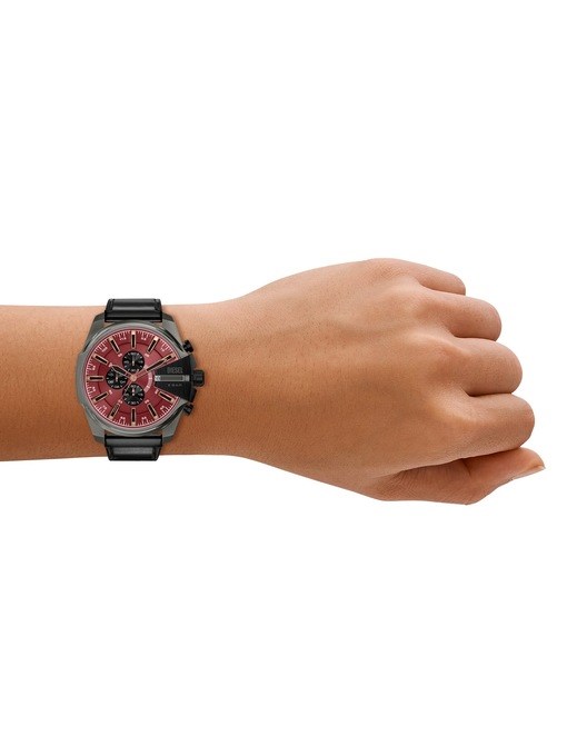 Diesel Mega Chief Slim Chronograph Black Leather Watch Diesel Mega Chief Slim Chronograph Black Leather Watch