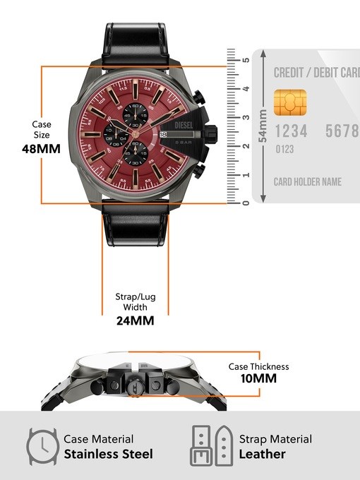 Diesel Mega Chief Slim Chronograph Black Leather Watch Diesel Mega Chief Slim Chronograph Black Leather Watch