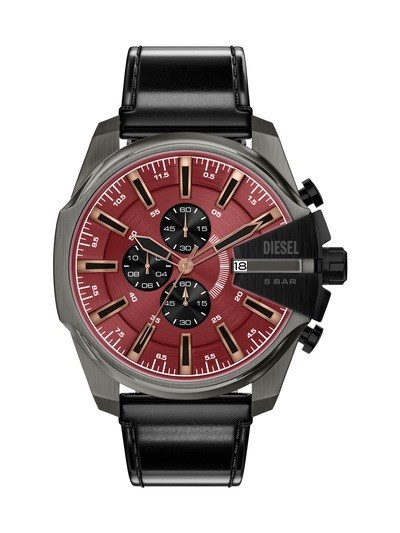 Diesel Mega Chief Slim Chronograph Black Leather Watch