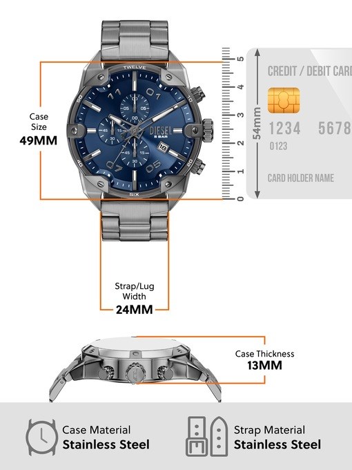 Diesel Spiked Chronograph Gunmetal Stainless Steel Watch Diesel Spiked Chronograph Gunmetal Stainless Steel Watch