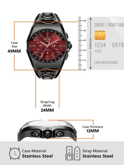 Diesel D-Curve Chronograph Gunmetal Stainless Steel Watch