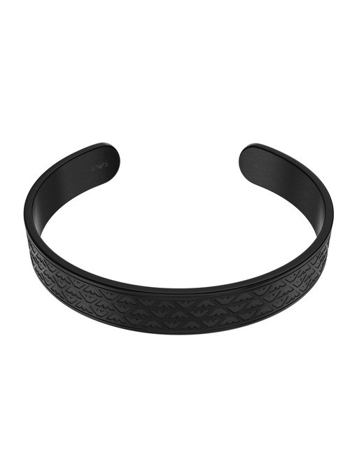 Emporio Armani Black Stainless Steel Cuff Bracelet