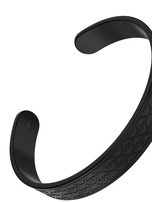Emporio Armani Black Stainless Steel Cuff Bracelet