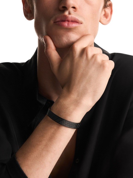 Emporio Armani Black Stainless Steel Cuff Bracelet