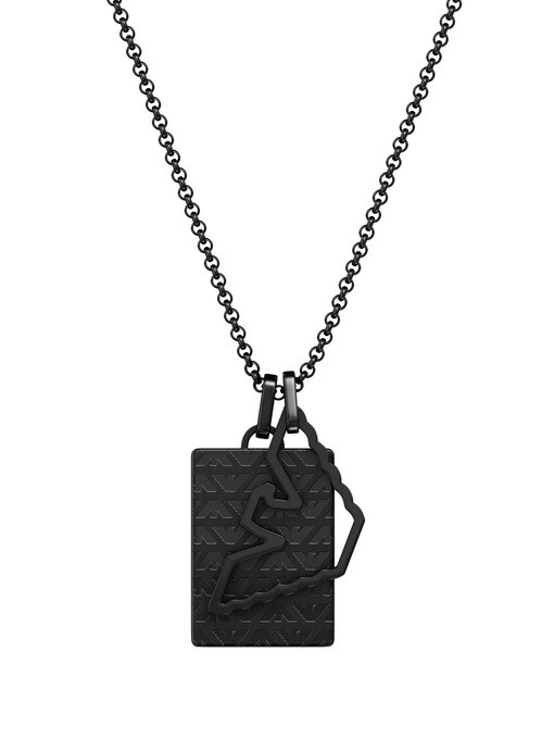 Emporio Armani Black Stainless Steel Dog Tag Necklace Emporio Armani Black Stainless Steel Dog Tag Necklace