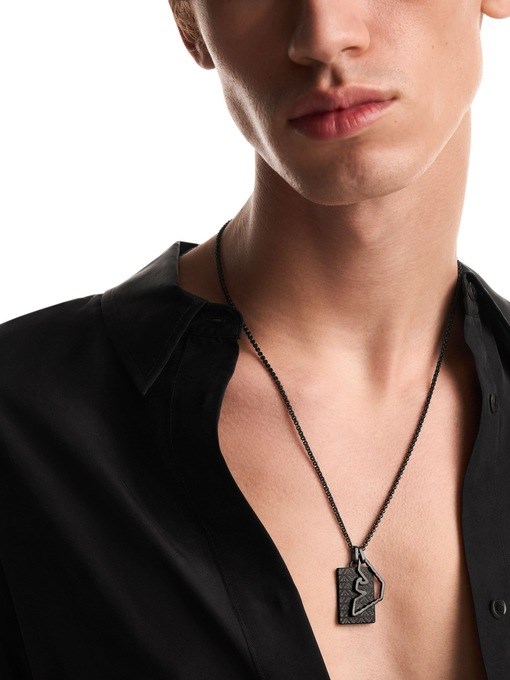 Emporio Armani Black Stainless Steel Dog Tag Necklace Emporio Armani Black Stainless Steel Dog Tag Necklace