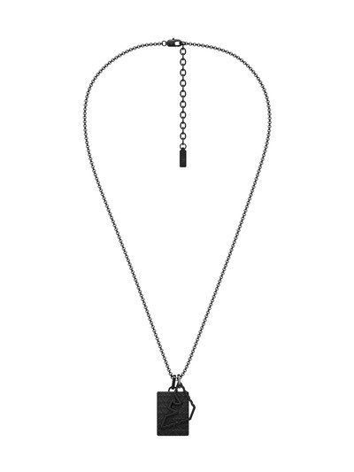 Emporio Armani Black Stainless Steel Dog Tag Necklace