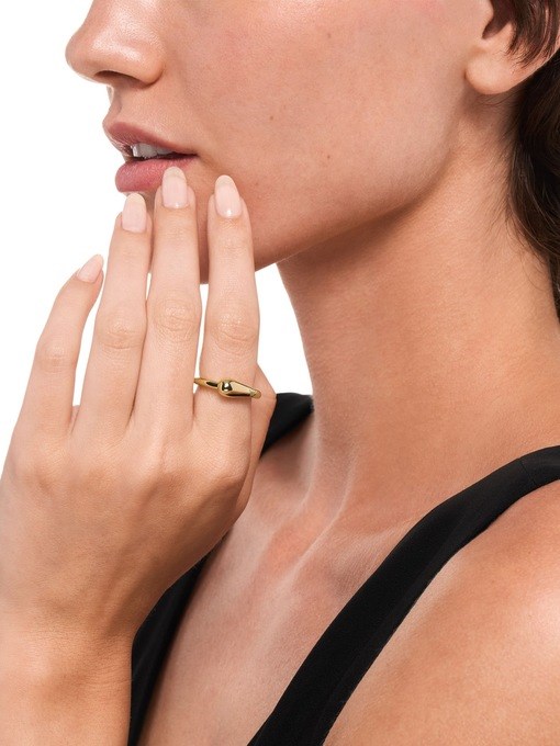Emporio Armani Gold-Tone Brass Band Ring