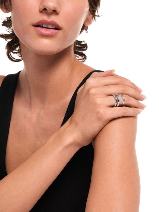 Emporio Armani Silver-Tone Brass Pre-Stacked Ring Emporio Armani Silver-Tone Brass Pre-Stacked Ring