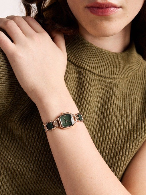 Harlow Three-Hand Green Leather and Rose Gold-Tone Stainless Steel Watch Harlow Three-Hand Green Leather and Rose Gold-Tone Stainless Steel Watch