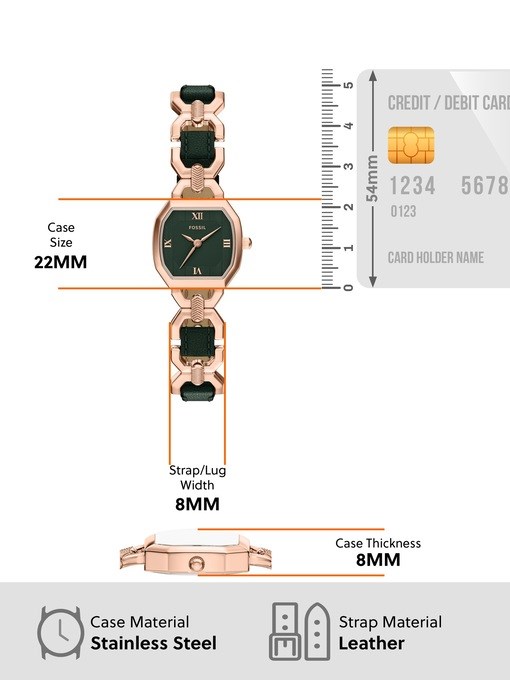 Harlow Three-Hand Green Leather and Rose Gold-Tone Stainless Steel Watch Harlow Three-Hand Green Leather and Rose Gold-Tone Stainless Steel Watch