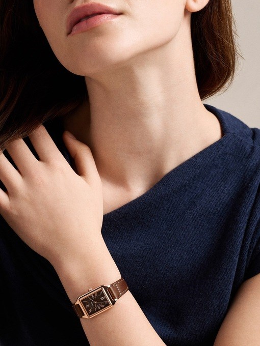 Raquel Three-Hand Date Brown Leather Watch