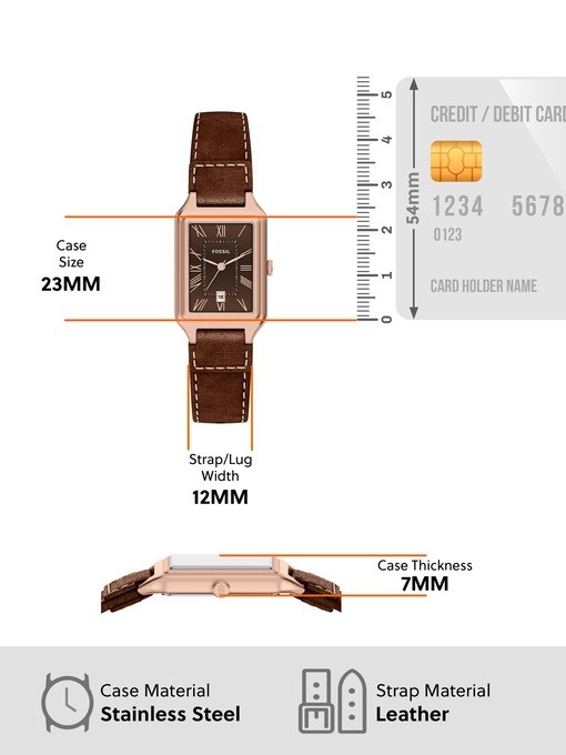 Raquel Three-Hand Date Brown Leather Watch