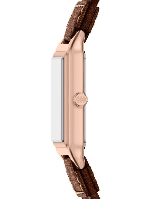 Raquel Three-Hand Date Brown Leather Watch