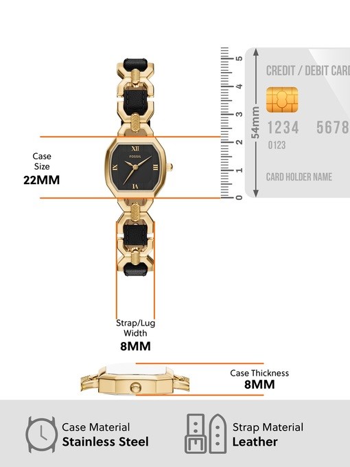 Harlow Three-Hand Black Leather and Gold-Tone Stainless Steel Watch Harlow Three-Hand Black Leather and Gold-Tone Stainless Steel Watch