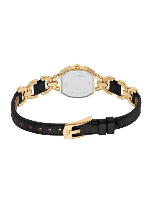 Harlow Three-Hand Black Leather and Gold-Tone Stainless Steel Watch Harlow Three-Hand Black Leather and Gold-Tone Stainless Steel Watch
