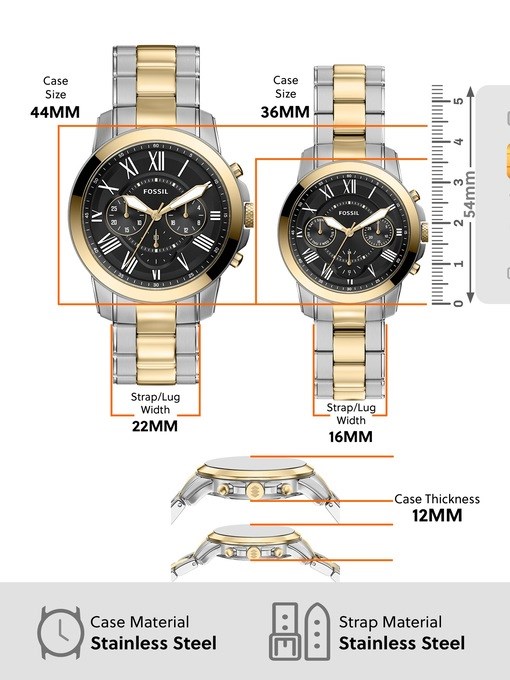 Grant Chronograph Two-Tone Stainless Steel Watch Set Grant Chronograph Two-Tone Stainless Steel Watch Set