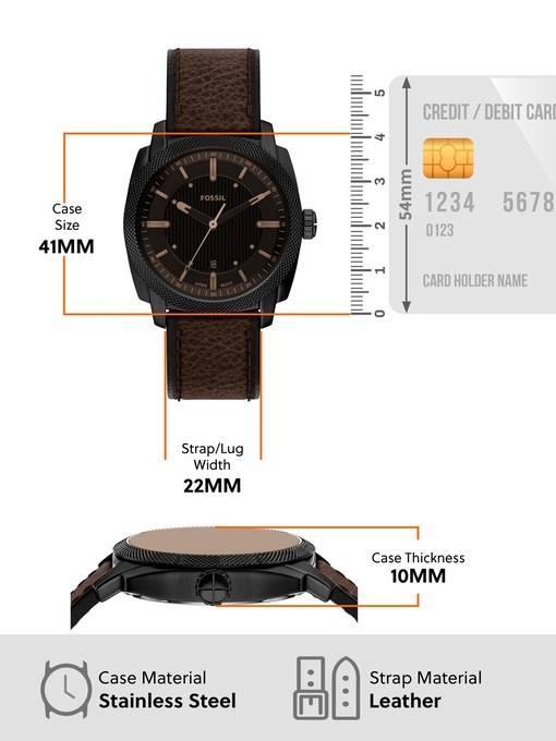Machine Three-Hand Date Brown Leather Watch
