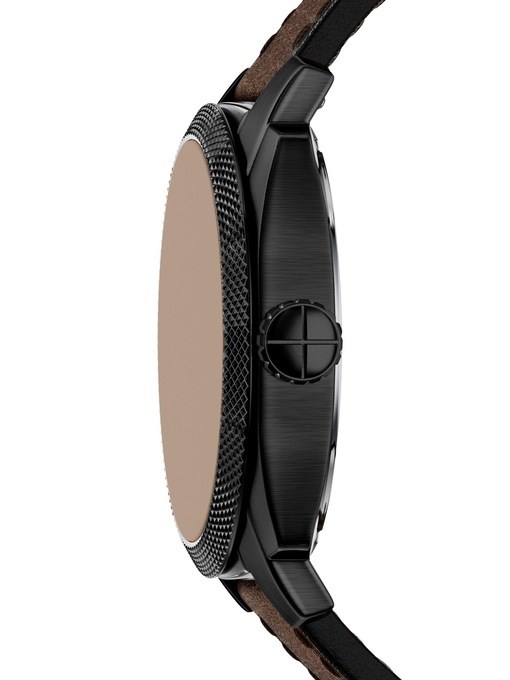 Machine Three-Hand Date Brown Leather Watch