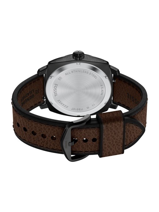 Machine Three-Hand Date Brown Leather Watch