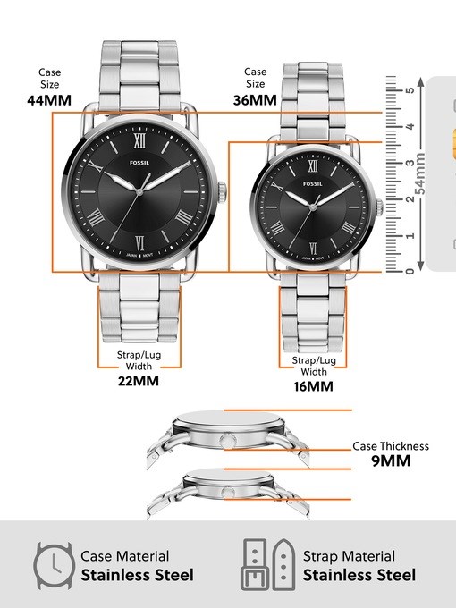 Copeland Three-Hand Stainless Steel Watch Set Copeland Three-Hand Stainless Steel Watch Set