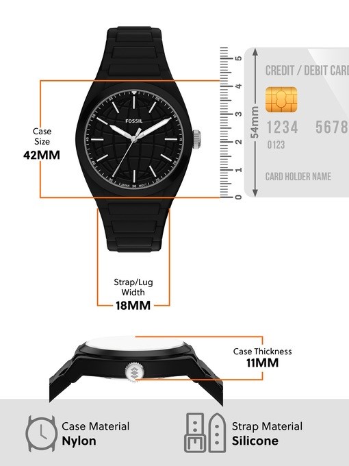 Everett Three-Hand Black Silicone Watch Everett Three-Hand Black Silicone Watch