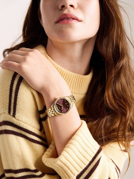 Scarlette Three-Hand Day-Date Gold-Tone Stainless Steel Watch Scarlette Three-Hand Day-Date Gold-Tone Stainless Steel Watch