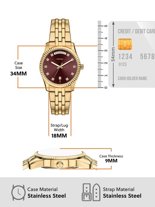 Scarlette Three-Hand Day-Date Gold-Tone Stainless Steel Watch Scarlette Three-Hand Day-Date Gold-Tone Stainless Steel Watch