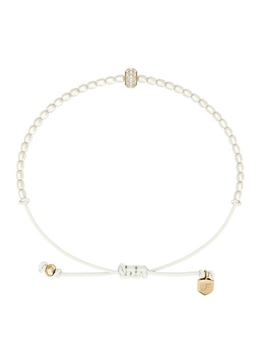Sutton Mini Moments White Acrylic Pearl Beaded Rondelle Bracelet