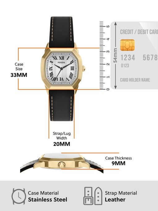 Harlow Three-Hand Black Leather Watch Harlow Three-Hand Black Leather Watch