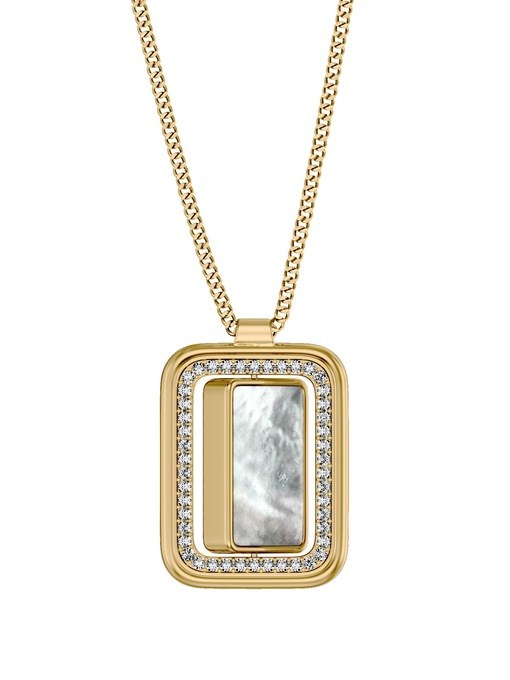 Raquel Glitz White Mother-of-Pearl Spinning Pendant Necklace Raquel Glitz White Mother-of-Pearl Spinning Pendant Necklace