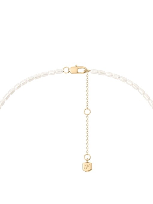 Harlow Rondelles White Acrylic Pearl Stainless Steel Station Necklace Harlow Rondelles White Acrylic Pearl Stainless Steel Station Necklace