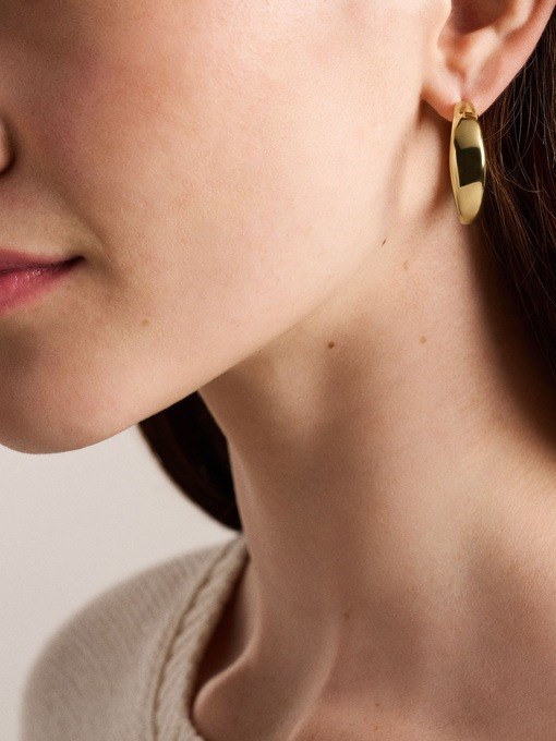 Ellis Domed Collection Gold-Tone Stainless Steel Hoop Earrings Ellis Domed Collection Gold-Tone Stainless Steel Hoop Earrings